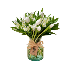 Florero Charmelia & Tulipán Blanco