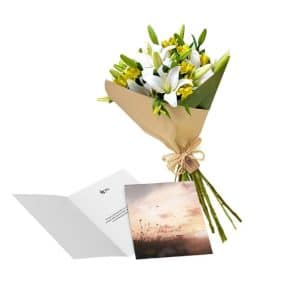 Pack Ramo Lilium con Alstroemerias Amarillas + Tarjeta Condolencias