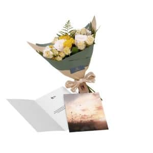 Pack Rosas & Mini Rosas con Helecho + Tarjeta Condolencias