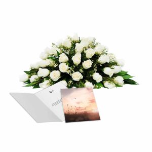 Pack Condolencias Cubre Urna 50 Rosas + Tarjeta de Condolencias