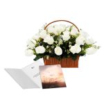Pack Condolencias Canasto De Rosas + Tarjeta de Condolencias