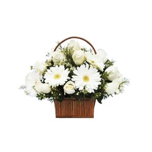 Canasto de Rosas y Gerberas