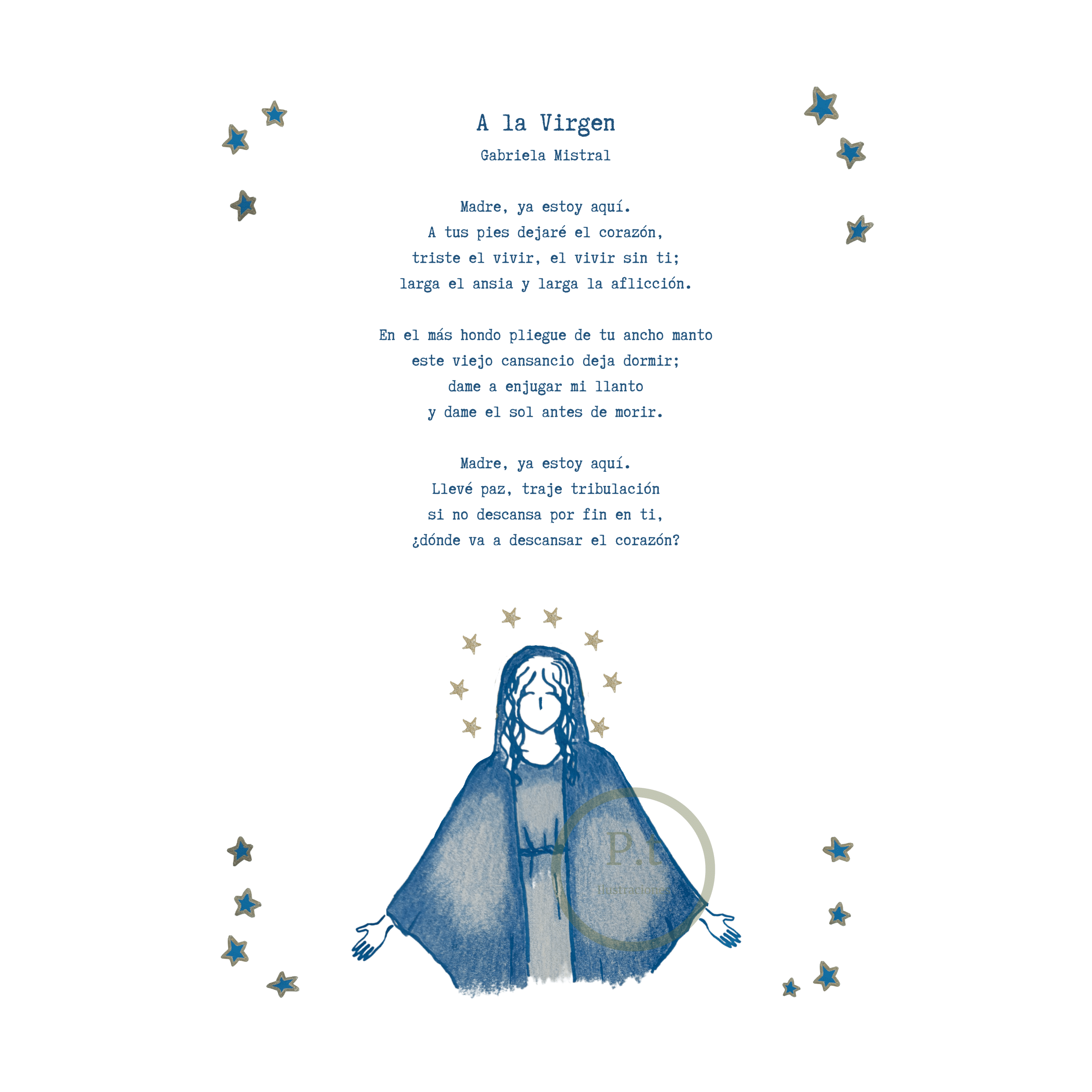 6 Cuadro Ilustración La Virgen de la Mistral: Poema de Consuelo de Gabriela Mistral