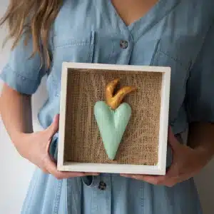 Cuadro de Condolencias Decorativo: Corazón de Papel Maché