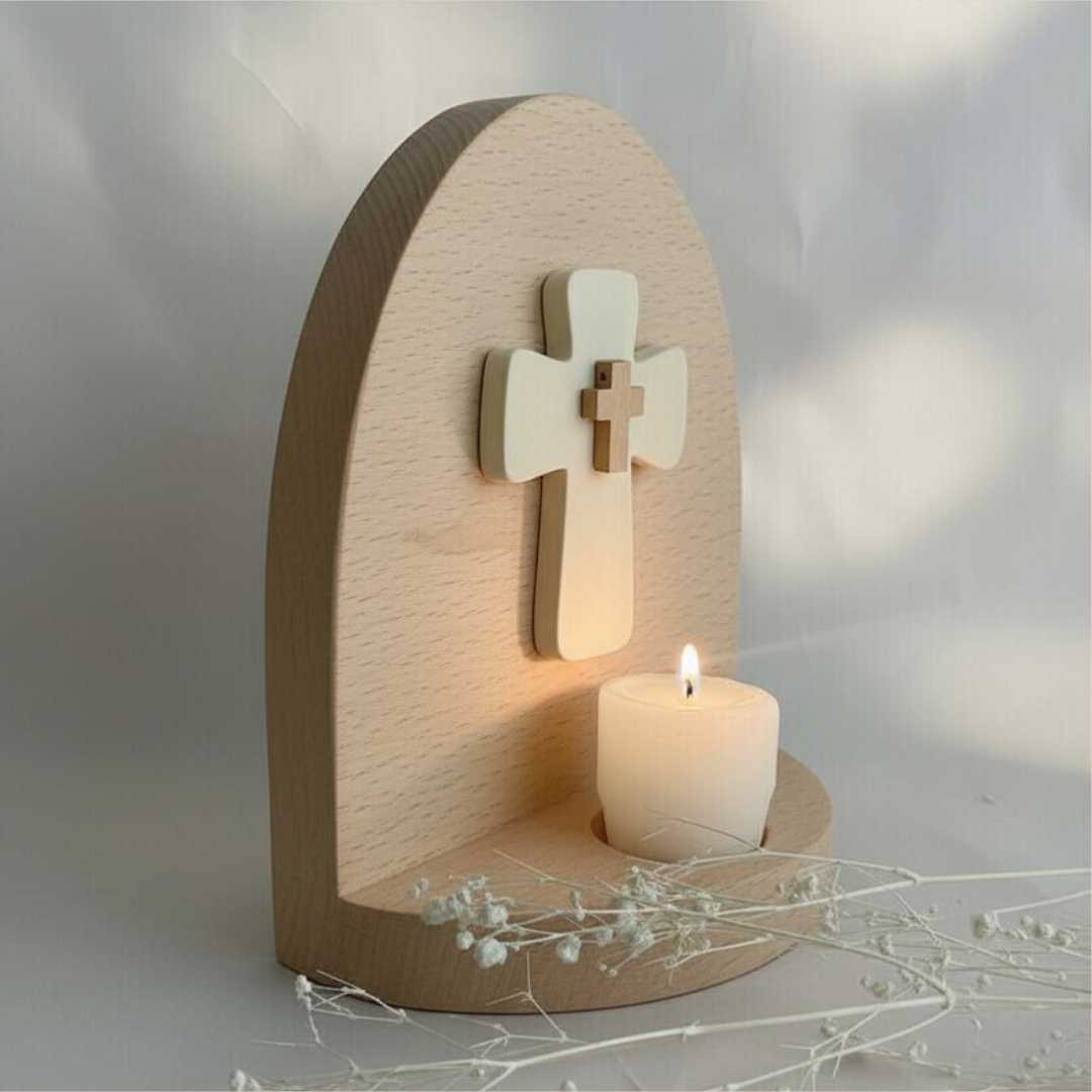 Altar de Cruz en Madera. Natural Altar Cruz de Madera. Santuario, Regalo, Duelo, Condolencias