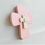 Cruz de Madera de Condolencias Rosada