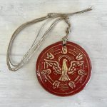 Medalla Colgante Espíritu Santo Cerámica Rojo Oro - Imagen 2